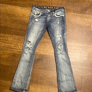 Rock Revival Distressed Blue Jeans